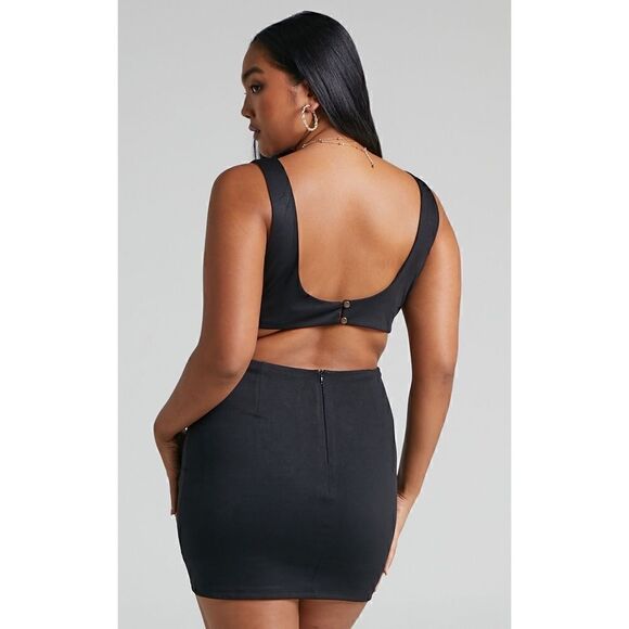 NWT SHOWPO ITZEL CORSET BODICE SIDE CUTOUT MINI DRESS IN BLACK - Picture 6 of 16